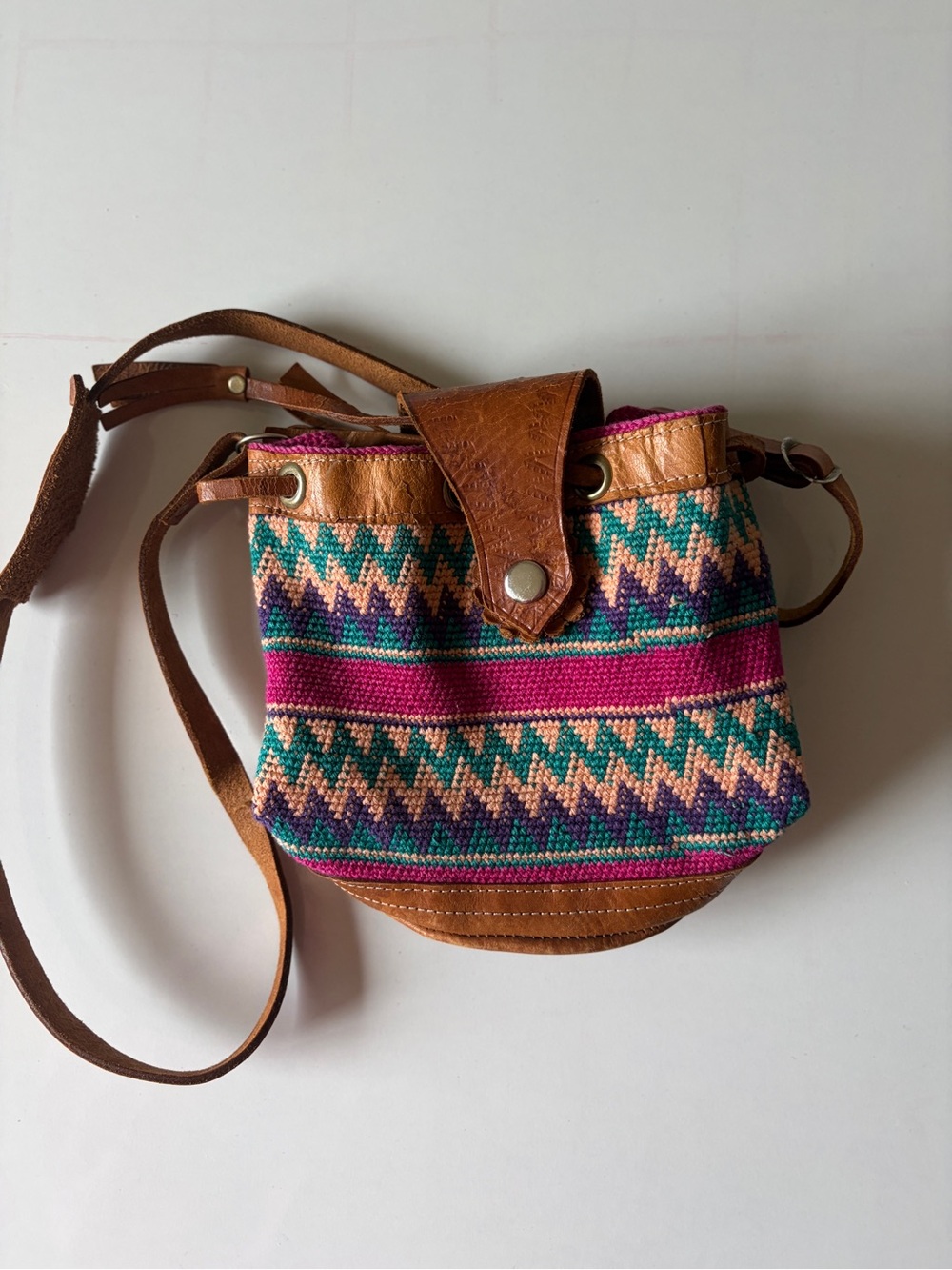 Western Boho Pattern Aztec Handmade Leather Shoulder Satchel Crossbody Bag Purse